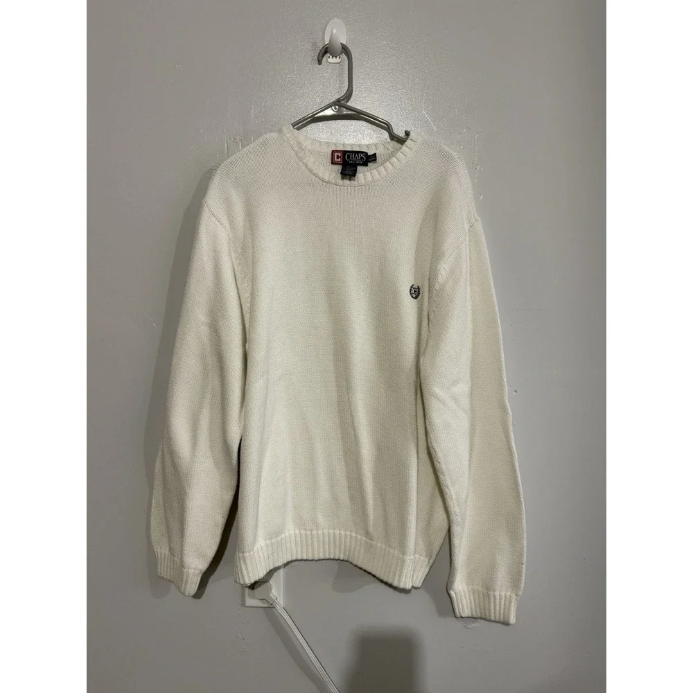 Vintage Chaps Cotton White Knit Sweater Men's‎ Size XL